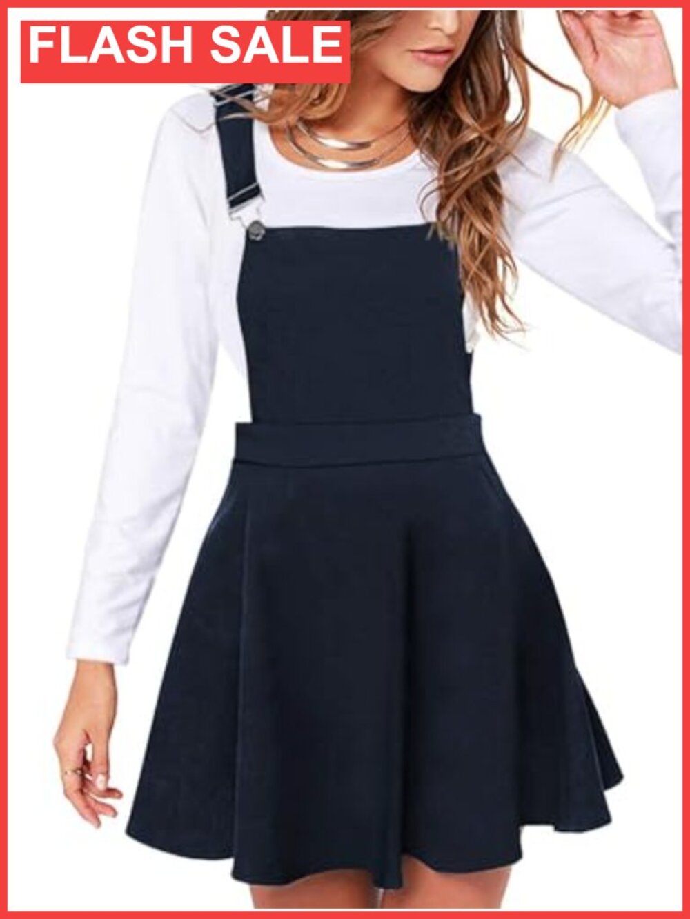 Pleated Mini Pinafore Overall Dress Adjustable Straps A-Line Suspenders Skirt
